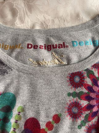 Jersey Desigual Gris Flores Primavera Talla M