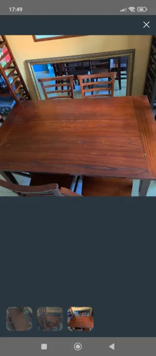Mesa comedor y 6 sillas madera banak