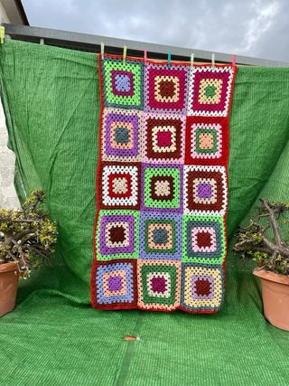 Colcha ganchillo patchwork manta mantita a mano