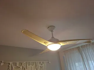 Lámpara Ventilador Techo Beige y Blanco