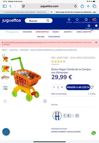 Carro de la compra infantil Dulce Hogar