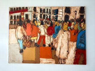 Cuadro J. Villanueva Óleo Abstracto