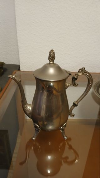 Juego café vintage alpaca bandeja y jarra cristal