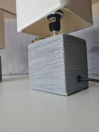 Coppia Lampade Tavolo Pietra Tessuto