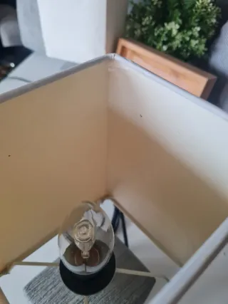 Coppia Lampade Tavolo Pietra Tessuto