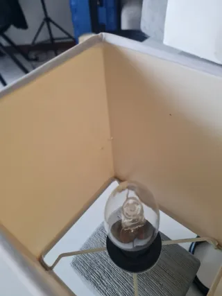 Coppia Lampade Tavolo Pietra Tessuto