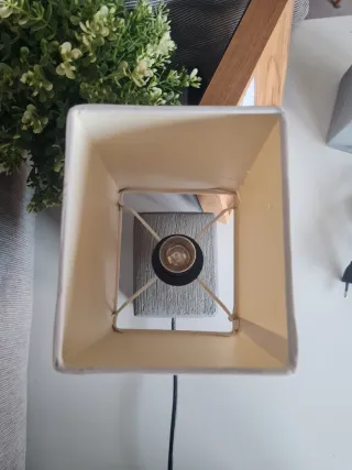 Coppia Lampade Tavolo Pietra Tessuto