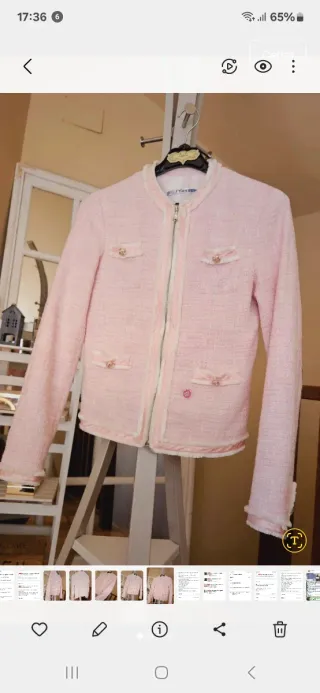 Chaqueta rosa tipo Chanel