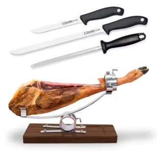 Lote Cuchillos y Tabla Jamonero 3 Claveles