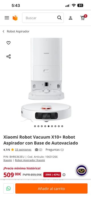 Xiaomi Robot Vacuum X10+ Autovaciado