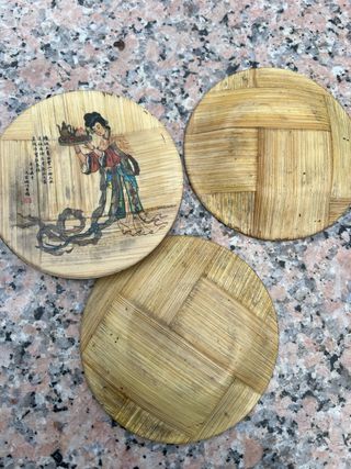 3 Platos Decorativos Bambú