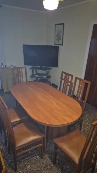 Mesa comedor nogal con 6 sillas