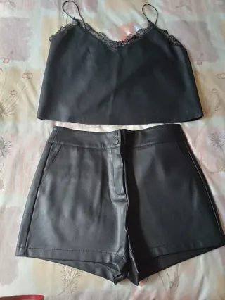 Top lencero efecto piel negro