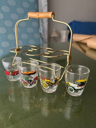 Portachupitos Vintage Alemán dorado con Asa Bambú