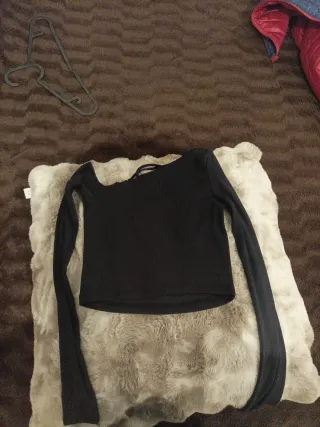 Top negro manga larga