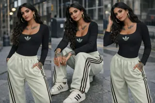 Conjunto Adidas Marrón y Blanco