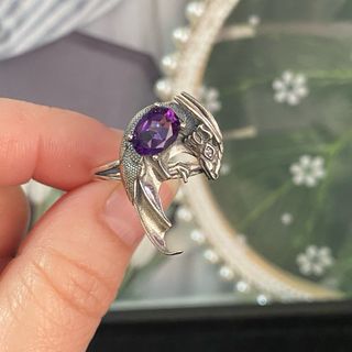Anillo Plata Dragón Amatista Natural