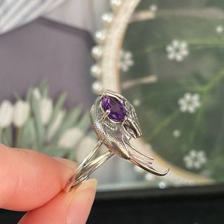 Anillo Plata Dragón Amatista Natural