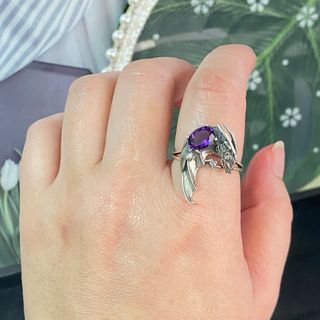 Anillo Plata Dragón Amatista Natural