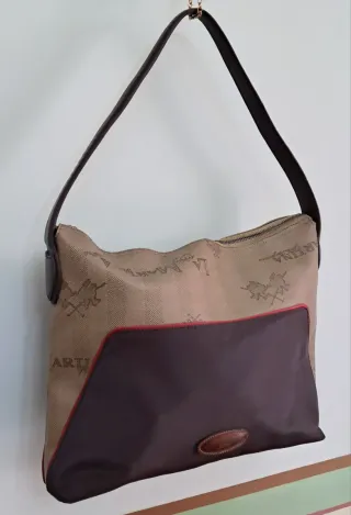 Maxi borsa a spalla La Martina beige e marrone