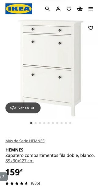 Zapatero HEMNES Blanco Doble Fila