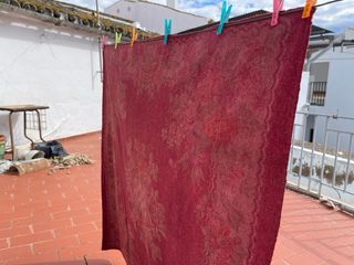 MAJESTUOSA pieza religiosa colcha antigua altar