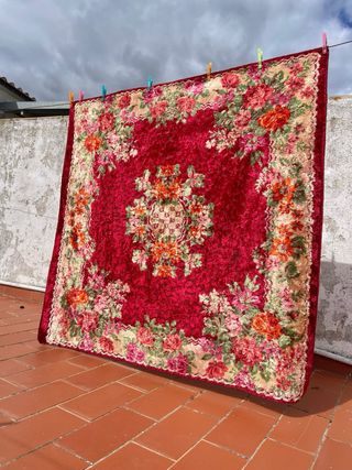 MAJESTUOSA pieza religiosa colcha antigua altar