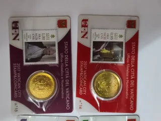 Lote 4 Tarjetas Moneda Vaticano 2017