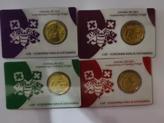 Lote 4 Tarjetas Moneda Vaticano 2017
