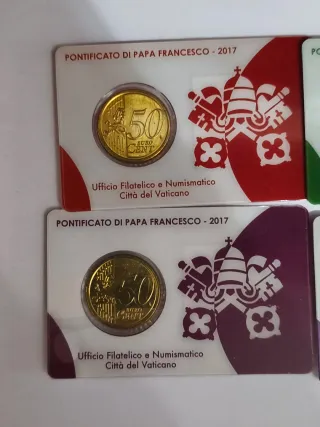 Lote 4 Tarjetas Moneda Vaticano 2017