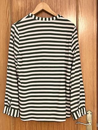 Camisa Zara Rayas Verde y Blanco