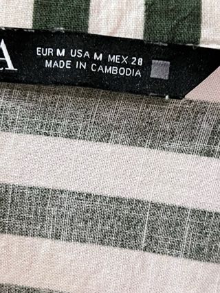 Camisa Zara Rayas Verde y Blanco