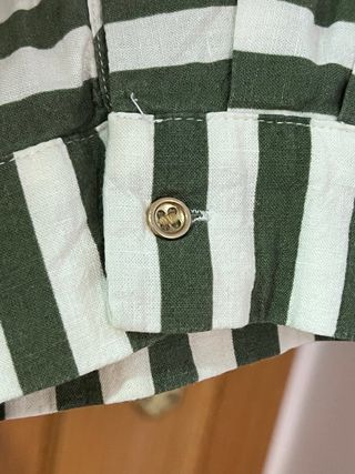 Camisa Zara Rayas Verde y Blanco