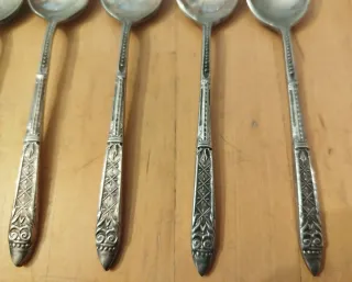 Juego 6 cucharillas baño plata