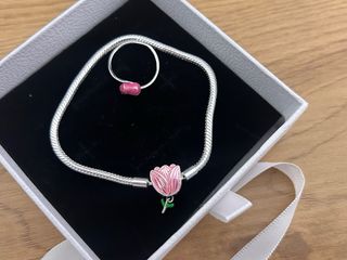 Set gioielli argento 925 con tulipani
