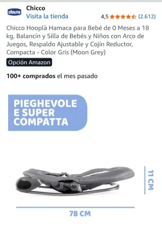 Hamaca Chicco Hoopla Bebé Gris