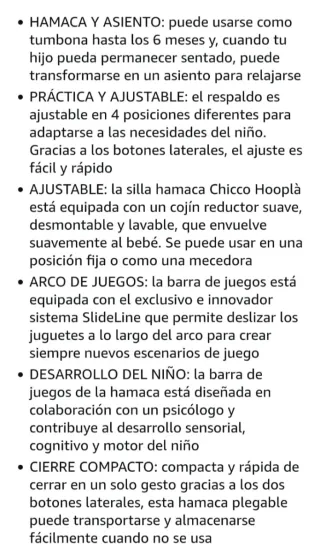 Hamaca Chicco Hoopla Bebé Gris