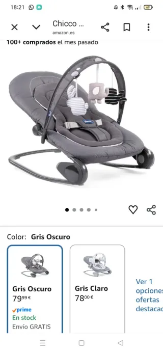 Hamaca Chicco Hoopla Bebé Gris