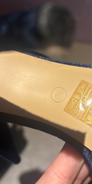 Sandalias de tacón azul terciopelo