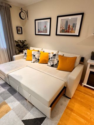 Sofá Cama Piel Sintética Blanco