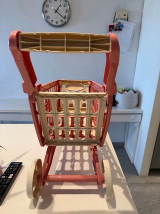 Carrito de compras rosa para niñas 46x46x23 cm