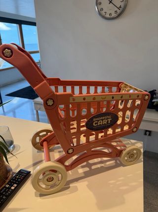 Carrito de compras rosa para niñas 46x46x23 cm