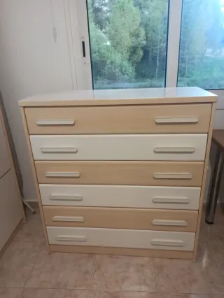 Cómoda 6 cajones 100x40x107 cm