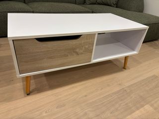 Mesa Centro Nórdica Blanca Madera Cajón Ikea