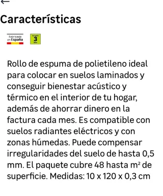 Base aislante suelo laminado 3mm (18 m2 aprox)