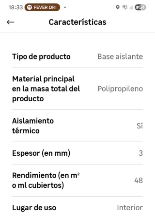 Base aislante suelo laminado 3mm (18 m2 aprox)