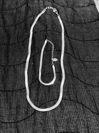 Conjunto collar y pulsera acero plateado