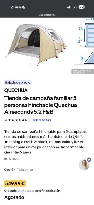 Tienda de campaña inflable