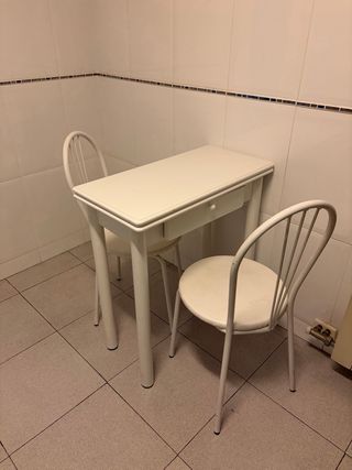 Mesa y 2 Sillas Cocina Blancas