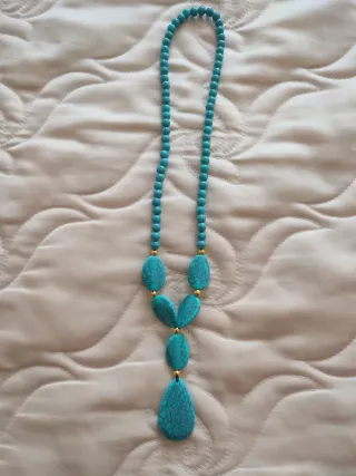 Collar mujer turquesa y dorado